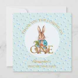 Tarjeta De Agradecimiento Primer cumpleaños del personalizado Pedro el conej