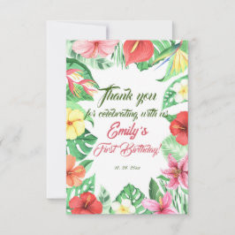 Tarjeta De Agradecimiento Primer cumpleaños del Safari de la Selva Tropical