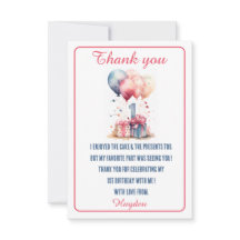 Primer cumpleaños - Regalos de acuarela y globos -