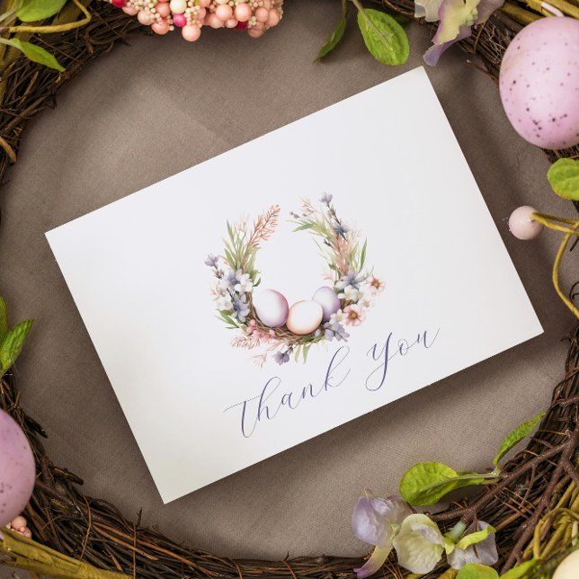 Tarjeta De Agradecimiento Primer cumpleaños | Wreath de Huevos Florales de P (Subido por el creador)