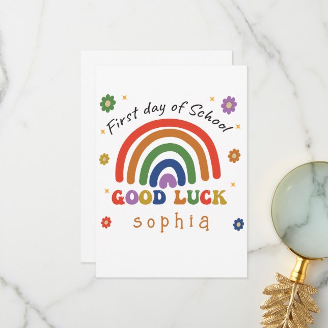 Tarjeta De Agradecimiento Primer día de la escuela *PERSONALIZADO* Buena sue (Anverso/Reverso In Situ)