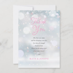 Tarjeta De Agradecimiento Primer Poema de Snowflakes Baby Shower Gracias