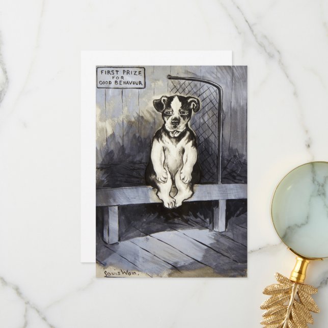 Tarjeta De Agradecimiento Primer Premio de Buena Conducta de Louis Wain (Anverso/Reverso In Situ)