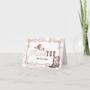 Tarjeta De Agradecimiento Primer Rodeo 1er Cumpleaños Rosa Polvoriento