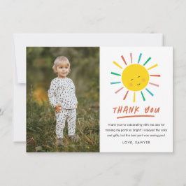 Tarjeta De Agradecimiento Primer viaje alrededor de Sun Kids Foto cumpleaños