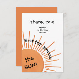 Tarjeta De Agradecimiento Primer viaje alrededor del primer cumpleaños del s