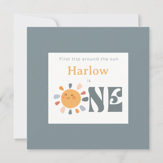 Tarjeta De Agradecimiento Primer viaje alrededor del sol (Anverso)