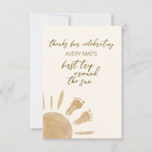 Tarjeta De Agradecimiento Primer viaje alrededor del Sol Cumpleaños boho 1