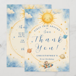 Tarjeta De Agradecimiento Primer viaje alrededor del Sol Primera Cumpleaños