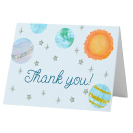 Tarjeta De Agradecimiento Primer Viaje Azul alrededor del Sun Boy Primer Cum