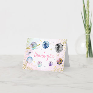 Tarjeta De Agradecimiento Primer Viaje De La Fiesta Del Cumpleaños Espacial