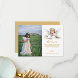 Tarjeta De Agradecimiento Primera Comunión Angelito Acuarela