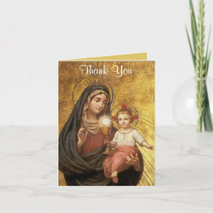 Tarjeta De Agradecimiento Primera Comunión Católica Eucaristía Gracias