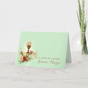 Tarjeta De Agradecimiento Primera Comunión Católica Vintage Religioso