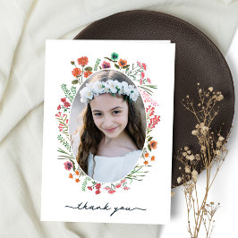 Tarjeta De Agradecimiento Primera Comunión de Flores Silvestres