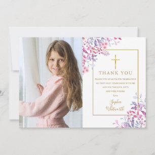 Tarjeta De Agradecimiento Primera Comunión Flores Silvestres Foto Floral
