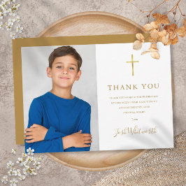 Tarjeta De Agradecimiento Primera Comunión Foto con Firma en Oro