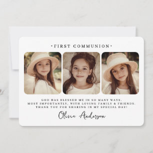 Tarjeta De Agradecimiento Primera Comunión Foto Moderna Simple y Chic
