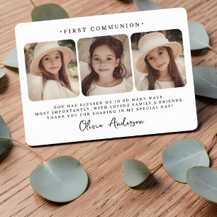 Tarjeta De Agradecimiento Primera Comunión Foto Moderna Simple y Chic