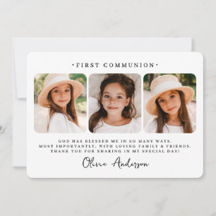 Tarjeta De Agradecimiento Primera Comunión Foto Moderna Simple y Chic
