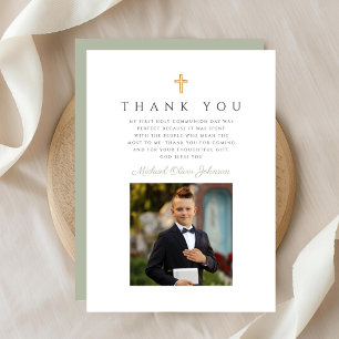 Tarjeta De Agradecimiento Primera Comunión Niño Cruz Elegante
