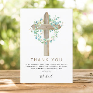 Tarjeta De Agradecimiento Primera Comunión Sagrada Gracias A Sage Eucalyptus