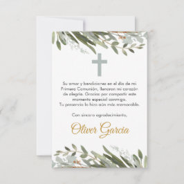Tarjeta De Agradecimiento Primera comunión sobre la vegetación en español ed