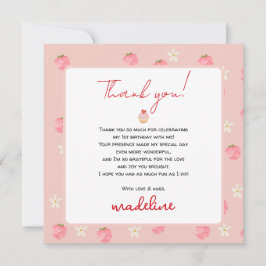 Tarjeta De Agradecimiento Primera Cumpleaños de Sweet Berry