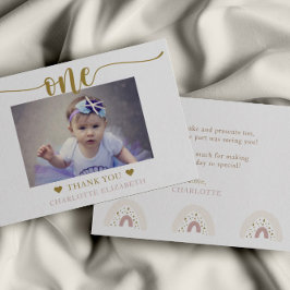 Tarjeta De Agradecimiento Primera Cumpleaños Foto Simple y Elegante