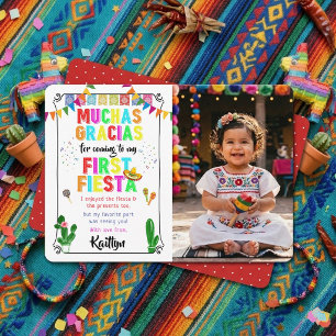 Tarjeta De Agradecimiento Primera Fiesta Colorido Cumpleaños Mexicano 1er Fo