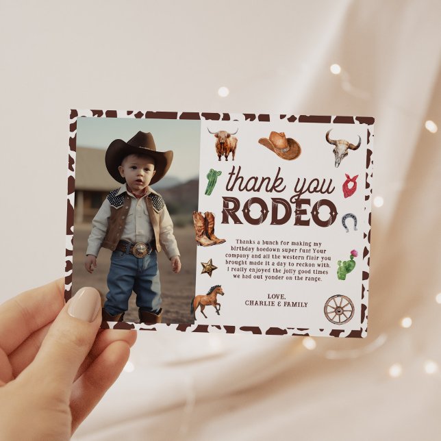 Tarjeta De Agradecimiento Primera foto de rodeo occidental de cumpleaños (Subido por el creador)