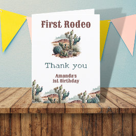 Tarjeta De Agradecimiento Primera Rodeo Western Cumpleaños 1