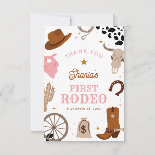 Tarjeta De Agradecimiento Primera Rodeo Western Girl Cumpleaños 1