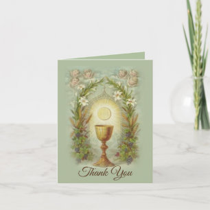 Tarjeta De Agradecimiento Primera Santa Comunión Católica Gracias