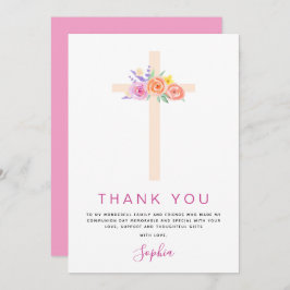 Tarjeta De Agradecimiento Primera Santa Comunión Gracias Rosa Floral