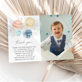 Tarjeta De Agradecimiento Primera Vuelta al Sol Niño Cumpleaños 1 Foto