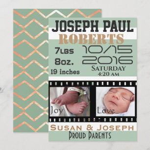 Tarjeta De Agradecimiento Primeras Fotos Tira de Película Personalizada Bebé