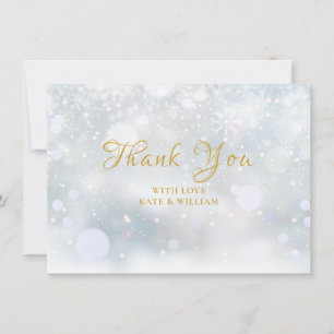 Tarjeta De Agradecimiento Primeras Nevadas Oro Gracias