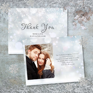Tarjeta De Agradecimiento Primeros copos de nieve Script elegante Foto