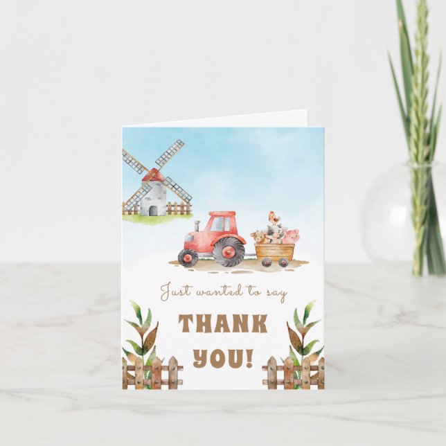 Tarjeta De Agradecimiento Primeros cumpleaños de animales de granja (Anverso)