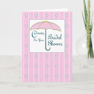 Tarjeta De Agradecimiento Primo, ducha de novia paraguas rosado