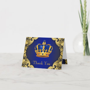 Tarjeta De Agradecimiento Prince Baby Shower Gracias Cartas