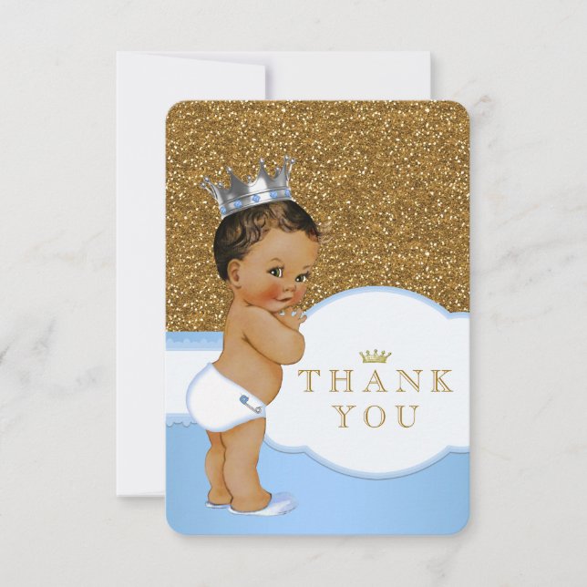 Tarjeta De Agradecimiento Prince Baby Shower Gracias Cartas (Anverso)