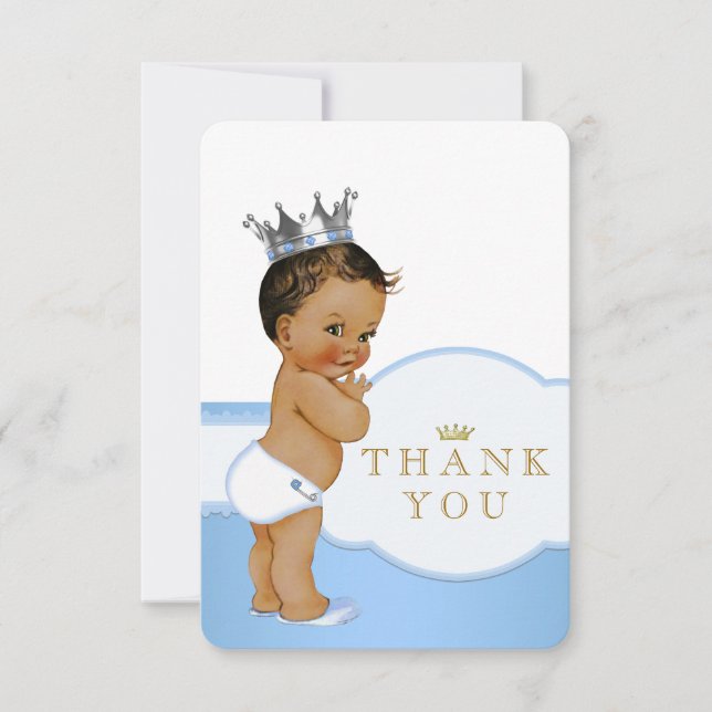 Tarjeta De Agradecimiento Prince Baby Shower Gracias Cartas (Anverso)