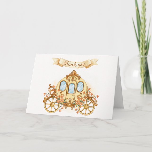 Tarjeta De Agradecimiento Prince Carriage Baby Shower (Anverso)