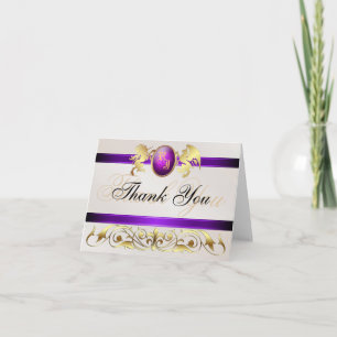 Tarjeta De Agradecimiento Prince & Princess Purple Jewel Gracias Notecard