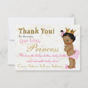 Tarjeta De Agradecimiento Princesa Africana Elegante Rosa Gold Gracias Carta