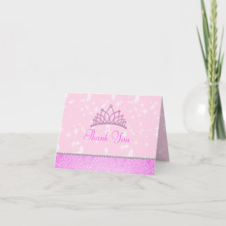 Tarjeta de agradecimiento Princesa Brillo Rosa