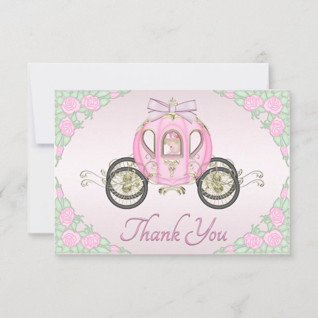 Tarjeta De Agradecimiento Princesa Coach de la niña y el rosa de rosas le (Anverso)