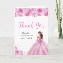 Tarjeta De Agradecimiento Princesa con ropa rosa claro Quinceanera Gracias